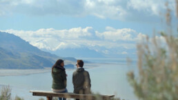 Kerry Kelly and student over look the Great Salt Lake
